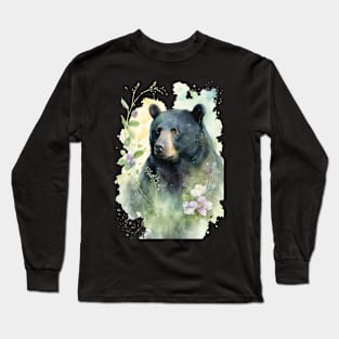 Portrait of an adorable and beautiful Bear watercolor Long Sleeve T-Shirt